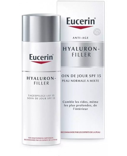EUCERIN HYALURON-FILLER SOIN DE JOUR PEAU NORMALE À MIXTE SPF15 + PROTECTION UVA 50 ML
